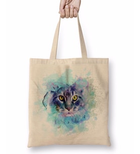 Cat Color Kedi Bez Çanta Uzun Saplı