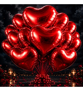 VIP KALİTE 70 CM ŞİŞER 39 ADET KIRMIZI KALPLİ FOLYO BALON PARLAK METALİK BÜYÜK BOY 70CM KALPLİ BALON