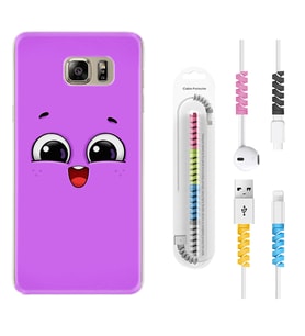 Samsung S7 Edge S20 Fe Plus Ultra S21 S22 Kılıf Kablo Koruma Spiral Silikon Purple Sweety 1717