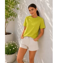 Kadın %100 Pamuk Bisiklet Yaka Basic T-Shirt 26082