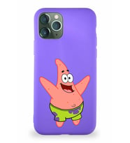 Apple iPhone 11 Pro Soft Premier Kapak Patrick Yıldız Tasarımlı Silikon Kılıf - Mor (Şeffaf)