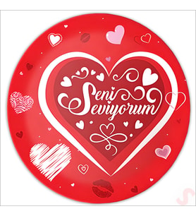 Seni Seviyorum Karton Tabak - 22cm x 8 Adet