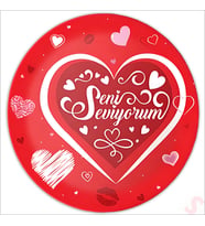 Seni Seviyorum Karton Tabak - 22cm x 8 Adet