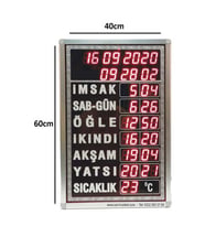 Dijital Cami Saati 40x60 Cm Beyaz Kumandalı (Karışık)