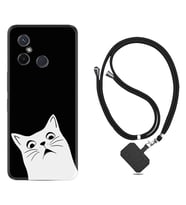 Xiaomi Redmi 12C Kılıf Resimli Boyun Askılı İpli Desenli Silikon Series Şaşkın Kedi 1900