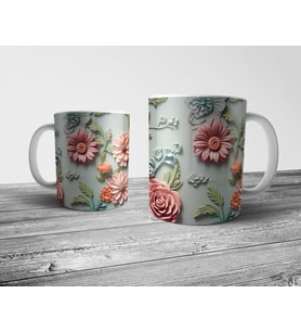 Pixxa Çiçek Desenli Floral Kupa Bardak Model 6