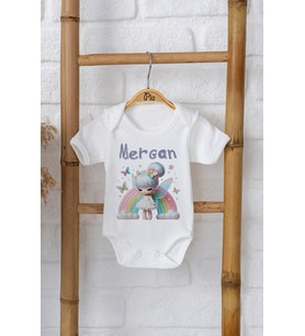 Pia Baby Premium %100 Pamuk İsme Özel Organik Baskılı Çıtçıtlı Bebek Body Zıbın Modelleri 5083-16 (Ekru)
