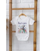 Pia Baby Premium %100 Pamuk İsme Özel Organik Baskılı Çıtçıtlı Bebek Body Zıbın Modelleri 5083-16 (Ekru)