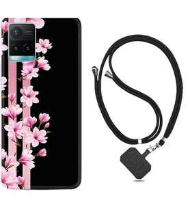 Vivo Y11S Y21S Y20 Y20S Y70 Kılıf Boyun Askılı Silikon Pink Flowers 3 1393