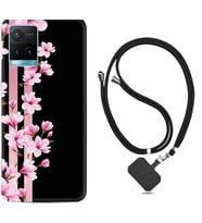 Vivo Y11S Y21S Y20 Y20S Y70 Kılıf Boyun Askılı Silikon Pink Flowers 3 1393