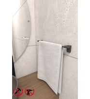 Premium Siyah F1 Model Paslanmaz Uzun Havlu Havluluk 40 Cm Dübel Vida İle Monte Edilmektedir