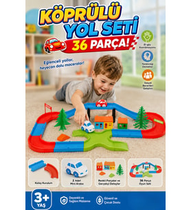 Köprülü Yol Seti 36 Parça Eğitici Oyuncak Araba Pisti 2 Adet Mini Arabalı 3+ Yaş