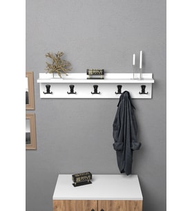 Askılık Duvar Elbise Askılığı Portmanto 80 Cm Beyaz DÜZ