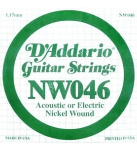 Daddario NW046 Elektro Ve Akustik Tek Tel, Kalın Mi, 0.046