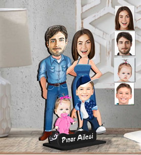 Kişiye Özel 2 Boyutlu Aile  Ahşap Biblo-14