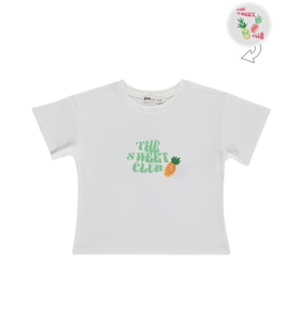 Civil Girls Ananas Baskılı 2-5 Yaş Tişört - Ekru