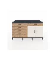Kronos Konsol Tek Raflı 6 Çekmeceli 2 Kapaklı 176x59x99 Antrasit-Aytaşı/Çam