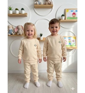 Mevsimlik Unisex Alt Üst Pamuklu ve Likralı Gündelik Eşofman Takımı 1-5 Yaş