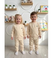 Mevsimlik Unisex Alt Üst Pamuklu ve Likralı Gündelik Eşofman Takımı 1-5 Yaş