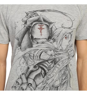 Bant Giyim - Fullmetal Alchemist Gri Erkek T-shirt Tişört