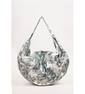Omuz Çantası Yeşil Desenli Duck Kumaş Astarlı Fermuarlı 60x32 cm