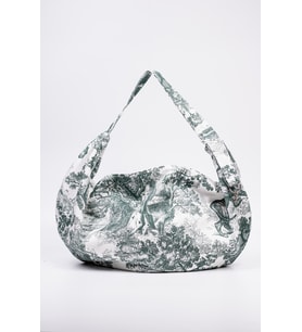 Omuz Çantası Yeşil Desenli Duck Kumaş Astarlı Fermuarlı 60x32 cm