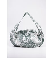 Omuz Çantası Yeşil Desenli Duck Kumaş Astarlı Fermuarlı 60x32 cm