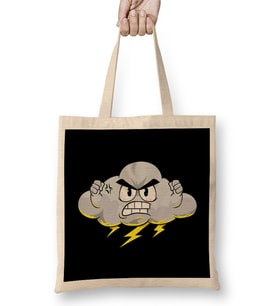 Angry Cloud with Lightning Thunderstorm Weather Bez Çanta Uzun Saplı