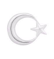 925 Ayar Gümüş Sade Ayyıldız Yaka Rozeti (Siyah)