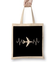 Awesome Airplane Heartbeat Pilot Piloting Aviation Bez Çanta Uzun Saplı