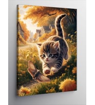 Kanvas Tablo Kelebek Ve Kedi