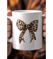 Leopar Fiyonk Desenli 330ml Baskılı Beyaz Seramik Kupa Bardak