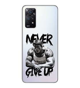 Redmi Note 11 Pro Uyumlu Arnold Fitness Never Give Up Desenli Şeffaf Telefon Kılıfı