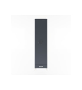 Hyperion Dolap 6 Raflı Tek Çekmeceli 2 Kapaklı 60x44x243 Antrasit-Antrasit
