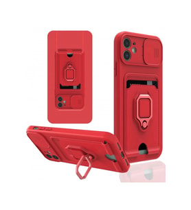 Durukar® iPhone 11 Kılıf Zuma Kartvizitli Yüzüklü Silikon - Kırmızı