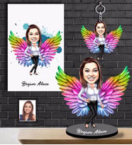 Kişiye Özel Melek Anne Karikatürlü 3 lü Hediye Seti  Model-5