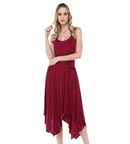 ASİMETRİK ELBİSE  (Bordo)
