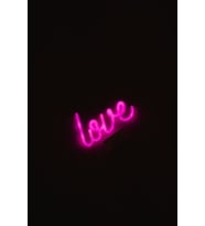 "Pembe Neon Love Yazılı Dekoratif Mdf Tablo - Çerçevesiz Minimalist Gece Lambası Görünümlü Pano"
