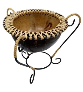 Hindistan Cevizi Şekerlik Spiral Coconut Metal Ayaklı Coconat Kase No.1 (Karışık)