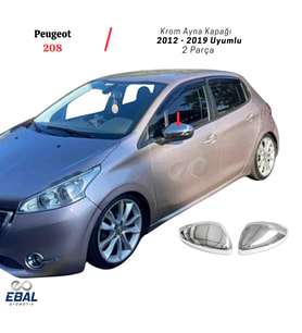 Peugeot 208 Krom Ayna Kapağı 2 Parça 2012 - 2019 Paslanmaz Çelik