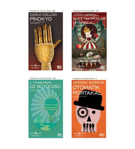 Pinokyo + Alice Harikalar Diyarında + Oz Büyücüsü + Otomatik Portakal- 4 Kitap Set