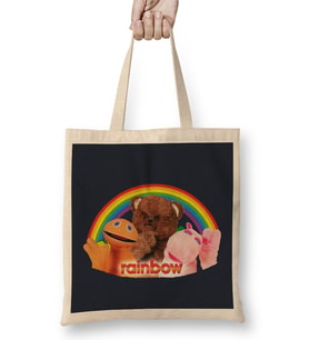Retro Rainbow Bez Çanta Uzun Saplı