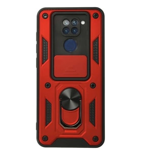 Redmi Note 9 Kılıf Pars Lens Yüzüklü Silikon - Kırmızı