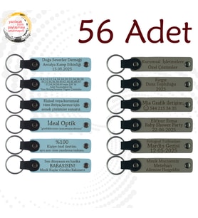 Gök Mavi & Kül Gri, 56'lı Set, Doğum Günü Etkinliklerinde Sunulacak, Kişiye Özel Yazılı Anahtarlık