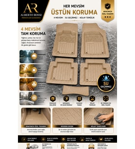 Dacia Lodgy 2012 sonrası Model Uyumlu ALPİNEX BEJ 4D Havuzlu Paspas Universal-Yumuşak Kaymaz Taban