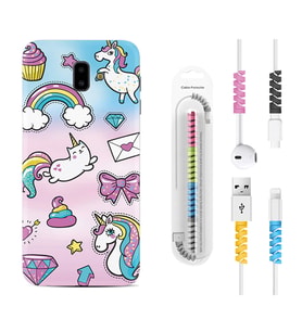 Samsung J6 Plus J7 Prime J7 Pro M20 Kılıf Kablo Koruma Spiral Silikon Unicorn Mektup 1800