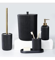 By Selim Lydia Siyah 5 Parça Polyester Banyo Seti