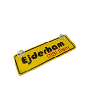 Ejderham Gibi Bişey Yazılı Sarı Dekor Plaka Vantuzlu Cam Süsü 22x7.5cm EGB2