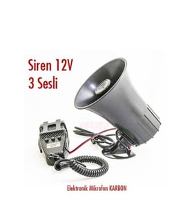 Carub Siren 12v 3 Sesli Elektronik Mikrofon Karbon Br2744001 (Siyah)