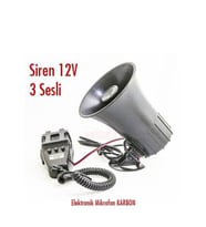 Carub Siren 12v 3 Sesli Elektronik Mikrofon Karbon Br2744001 (Siyah)